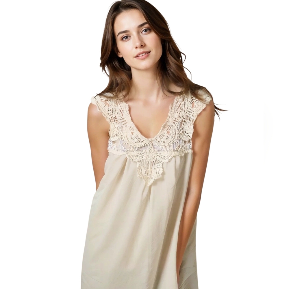 Nwot XL Womens White Flowy Crochet Lace Midi Dress